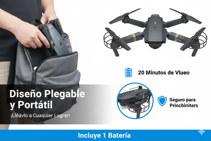 Dron Plegable con Cámara HD 1080P - Fácil para Niños y Principiantes